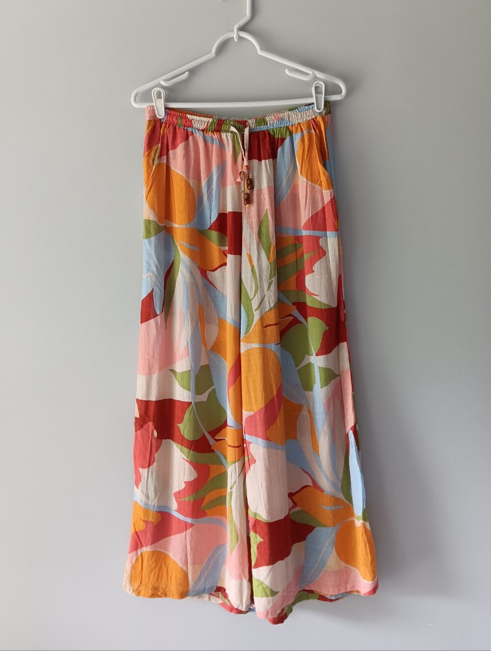 Christian Siriano NY Wide-Leg Pants Large Floral Pattern Orange Green Pink Small - Picture 15 of 16